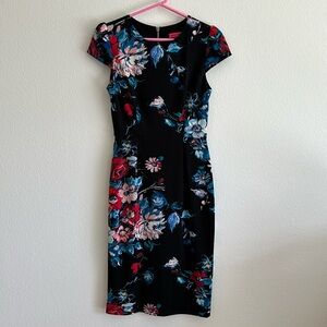 Betsey Johnson Dress, Black Floral, Size 2